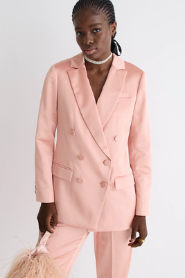 Double-Breasted Lady Blazer In Structured Satin from J. Crew
