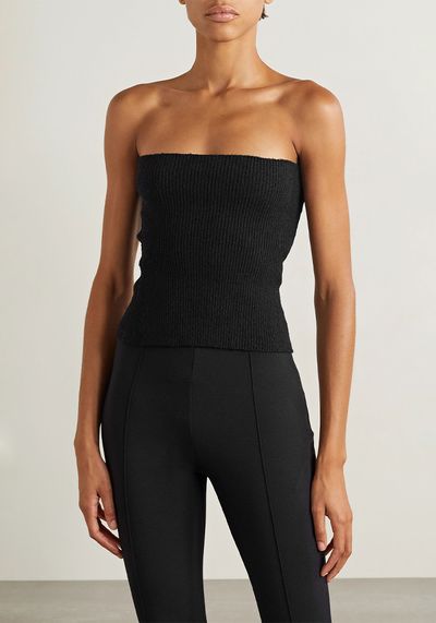 Strapless Ribbed Cotton Blend Top from Wardrobe NYC
