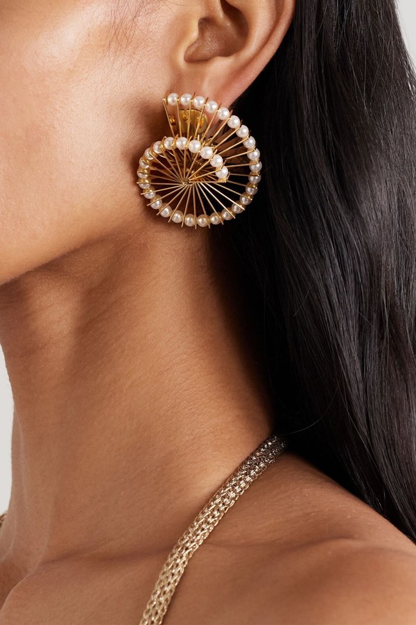 Gold-Tone Faux Pearl Earrings from RABANNE