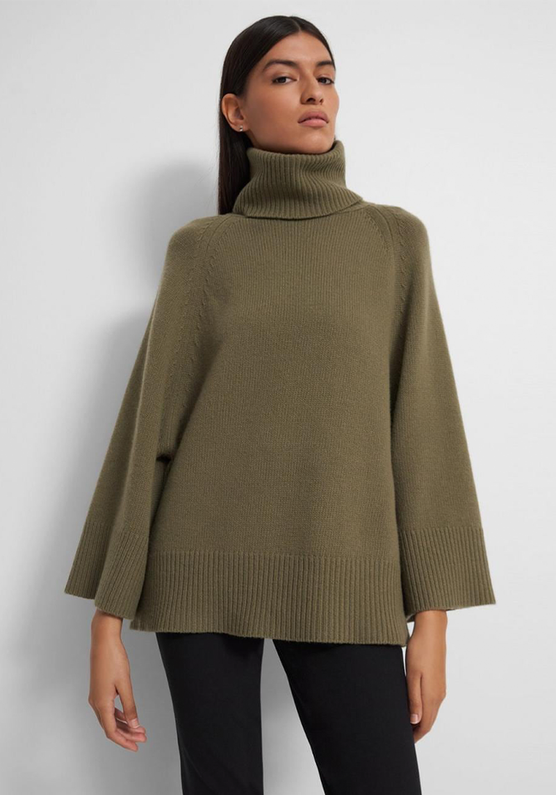 Wide-Sleeve Turtleneck In Wool-Cashmere from Theory