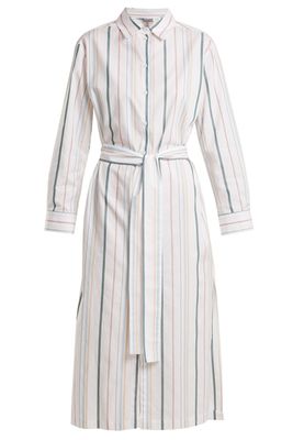 Point-collar Striped Cotton Shirtdress from Asceno