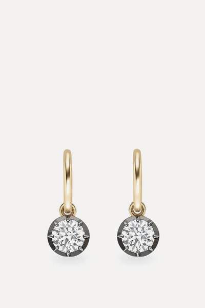 0.70ct Diamond & Blackened Gold Gypset Hoop Earrings