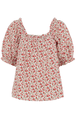 Pure Cotton Floral Puff Sleeve Top