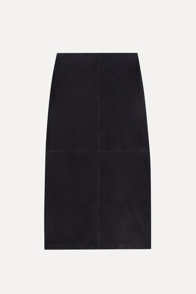 Suede Midi A-Line Skirt