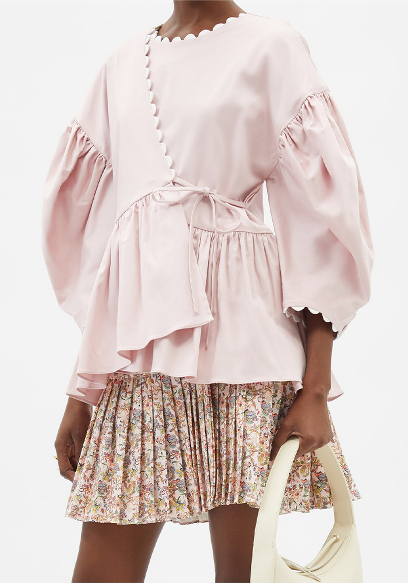 Rei Scalloped-Edge Cotton-Blend Wrap Top from Kika Vargas