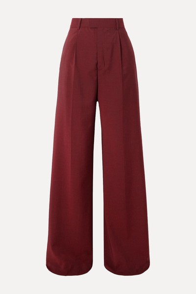 Pleated Wool & Mohair-Blend Wide-Leg Trousers from RÓHE