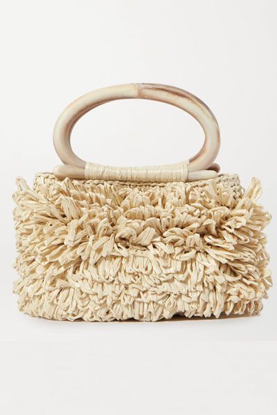 Corallina Ovale Fringed Raffia Tote from Carolina Santo Domingo