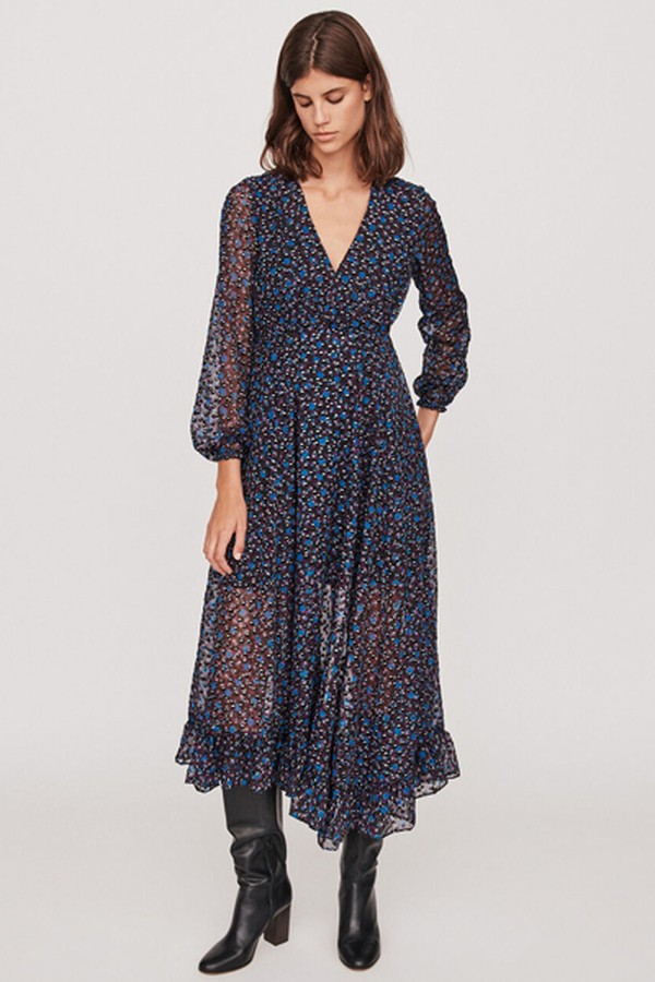 Long Asymmetrical Devore Dress
