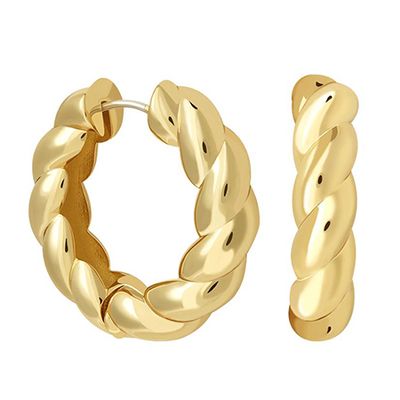 Chunky Rope Hoops In Gold