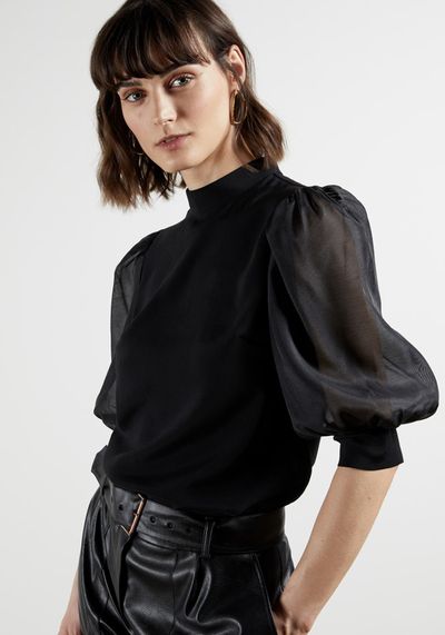 Micaeli Organza Oversized Sleeve Top