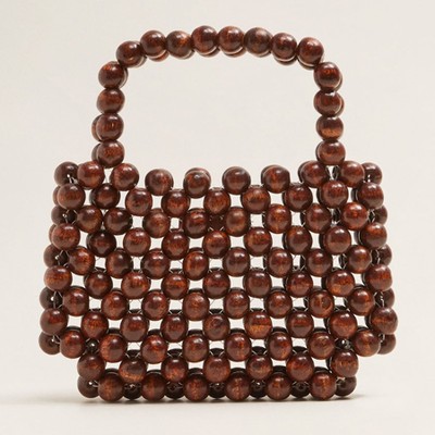 Beaded Wood Handbag from Mango