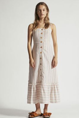 Long Striped Linen Dress