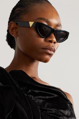 Cat Eye Acetate And Gold Tone Sunglasses from Bottega Veneta
