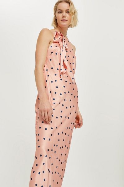 Spot Jacquard Slip Dress