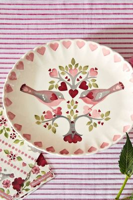 Lovebirds Small Fluted Oval Platter from Emma Bridgewater