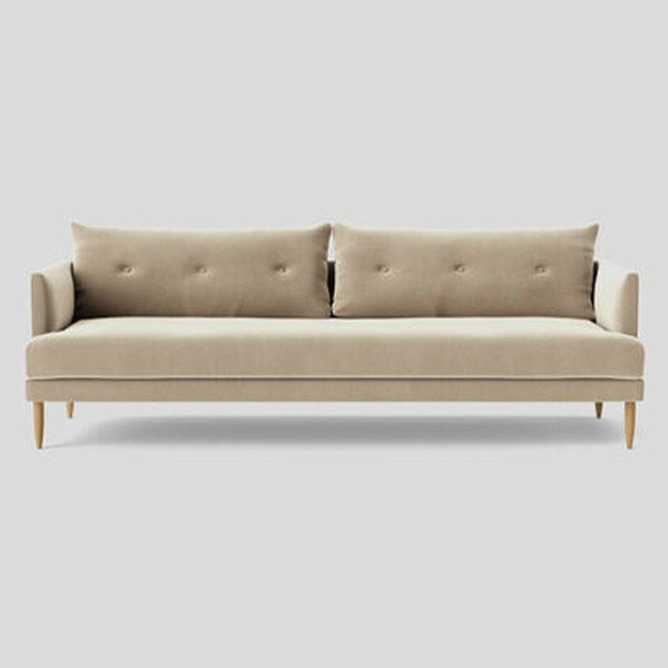 Kalmar Stylish Taupe Birch Easy Velvet Three Seater Sofa
