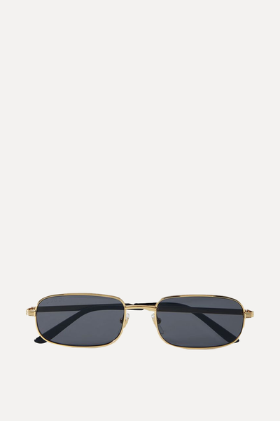 Rectangular-Frame Gold-Tone Sunglasses from Gucci