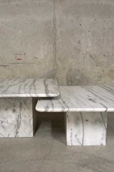 2 Square 1980s Marble Coffee Tables from Vinterior