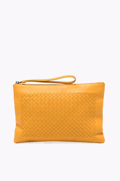 Orange Intrecciato Pouch from Bottega Veneta