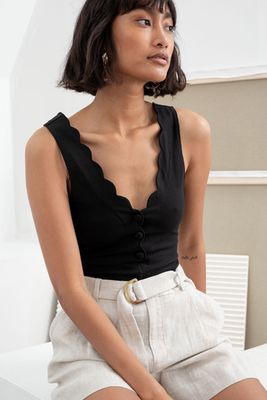 V-Cut Ruffle Bodysuit from & Other Stories