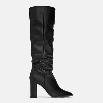 High Heel Leather Boots Details from Zara