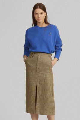 Glen Plaid Linen-Cotton Skirt