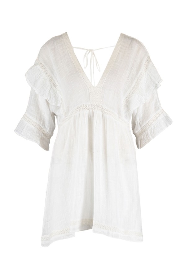 Ruffle Tie Neck Tunic