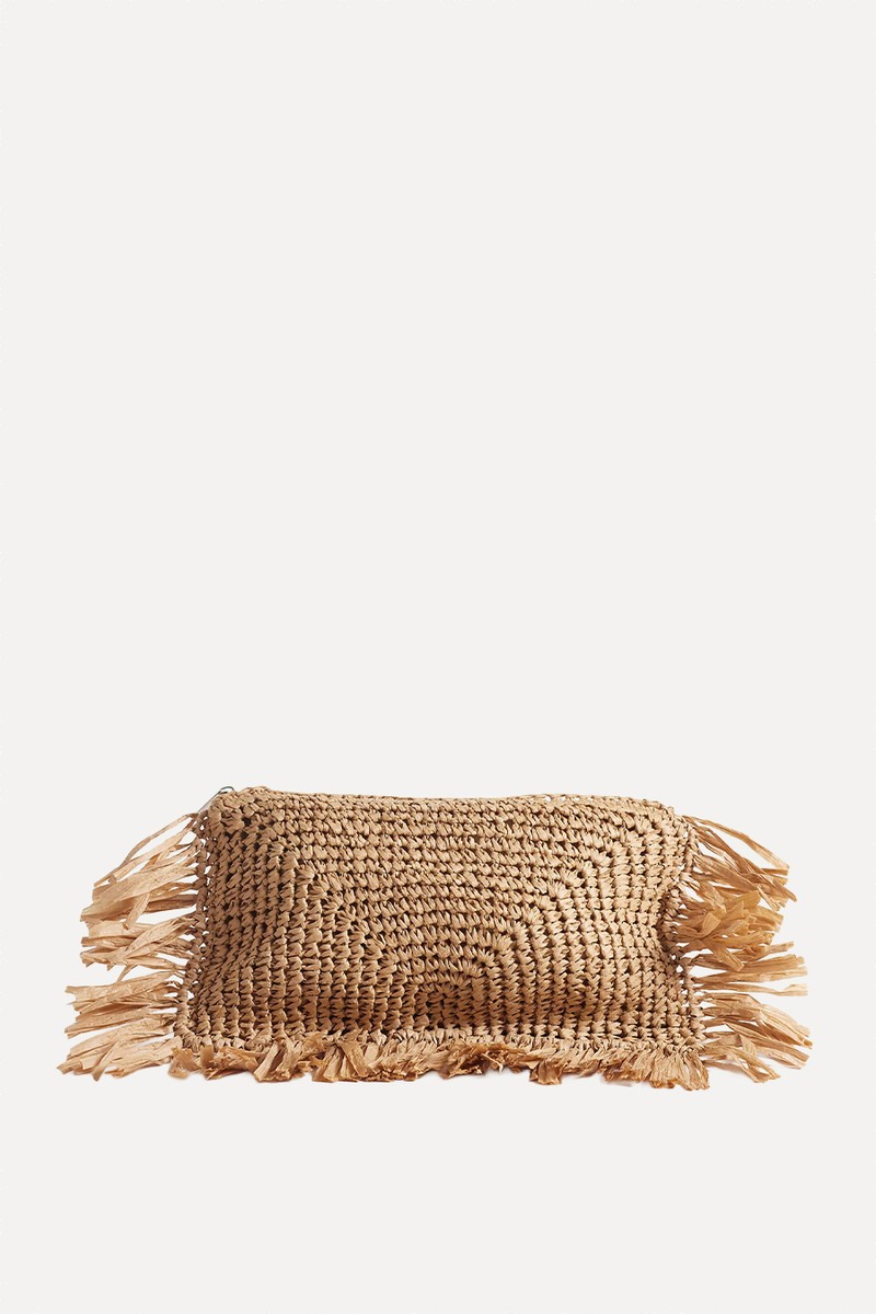 Straw Fringed Clutch Bag from South Beach