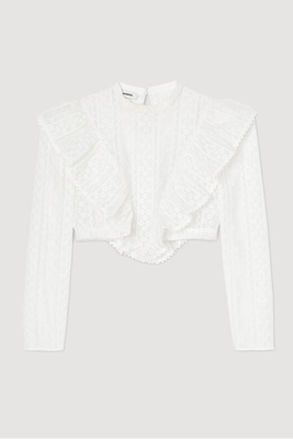Broderie-Anglaise Cropped Woven Top from Sandro