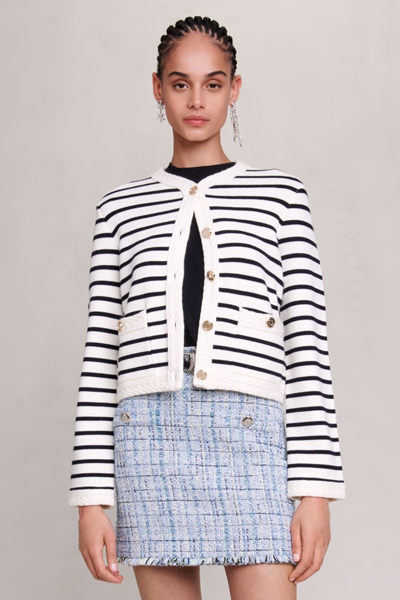 Striped Knit Cardigan from Maje