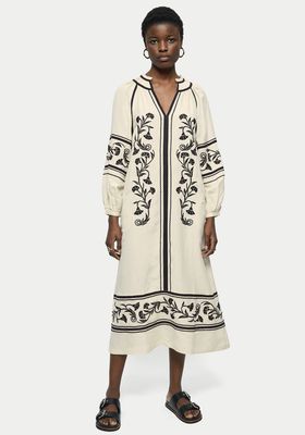 Linen-blend Embroidery Maxi Dress from Jigsaw