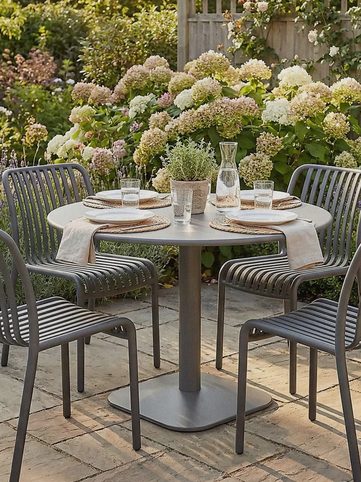 Modura Albin Round Table With 4 Mia Bistro Chairs