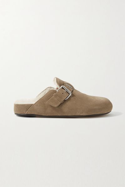 Mirvin Buckled Shearling-Lined Suede Slippers from Isabel Marant