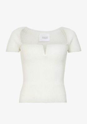 Square Neck White Knit Top from Galvan