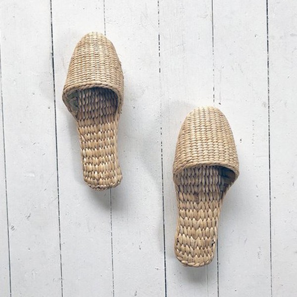 Plain Hand Woven Straw Slippers from Folk Fortune