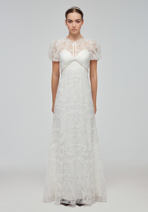 Brocade Ribbon Lace Maxi Dress