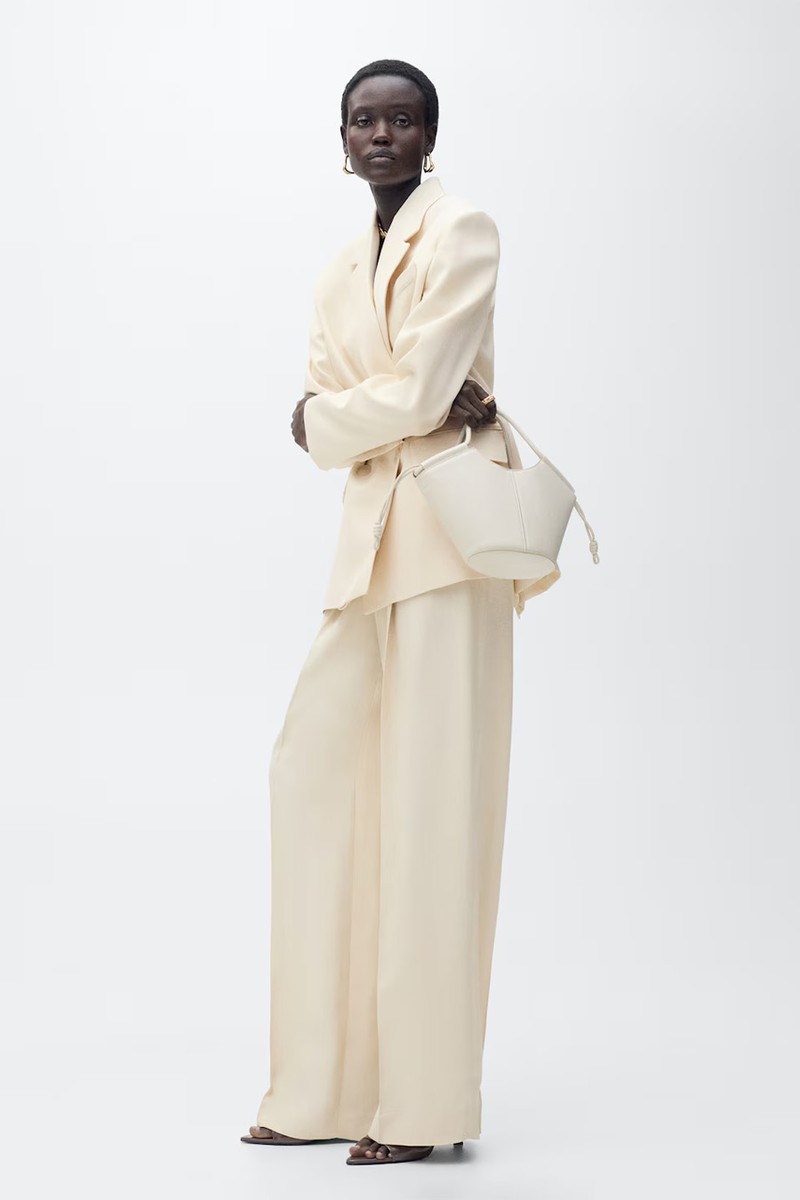 Pleated Wideleg Suit Trousers