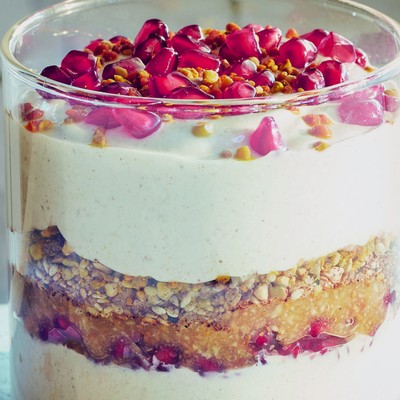 Tahini-Yogurt Trifle With Figs & Pomegranate Seeds