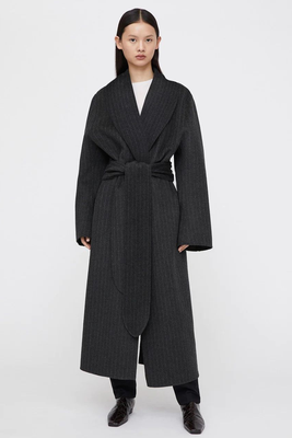 Dark Grey Pinstripe Robe Coat from Totême x Relove