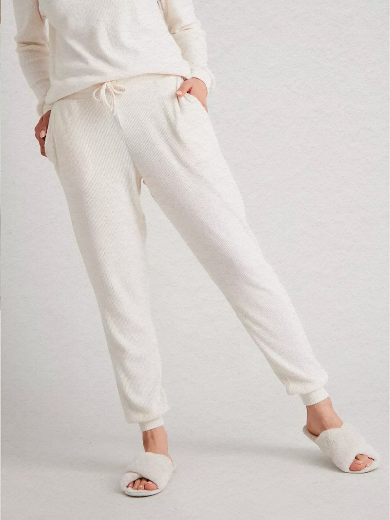 Cream Brushed Ribbed Coord Pyjama Bottoms