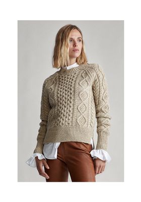 Aran-Knit Wool-Blend Jumper, £199.20 (was £249)