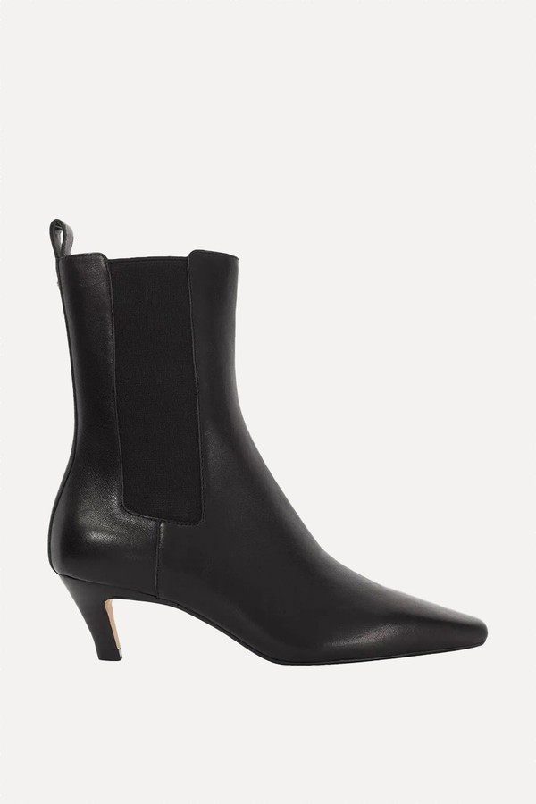 Odele Leather Heeled Pointed Boots from Dune London