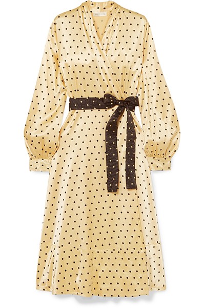 Polka-Dot Midi Wrap Dress