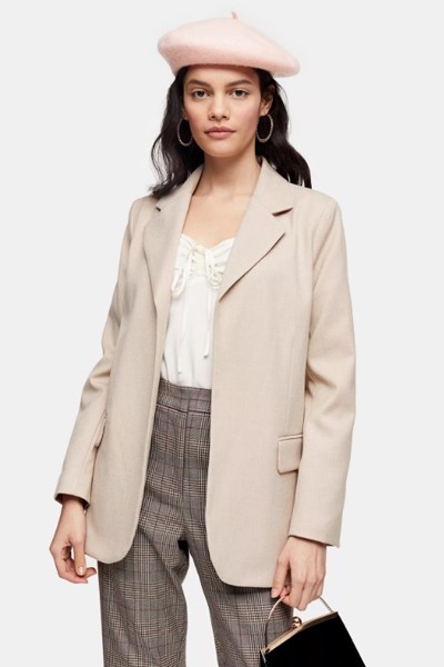 Beige Double Breasted Blazer