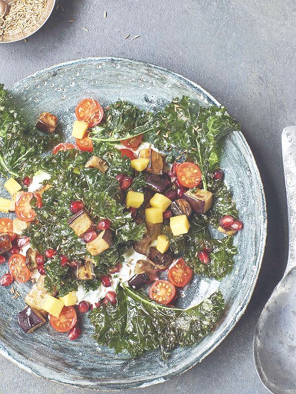 Aubergine & Crispy Kale Salad