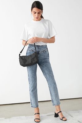 High Rise Topstitched Jeans