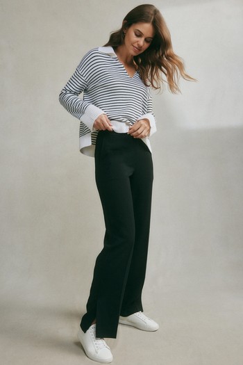 Split-Hem Straight-Leg Trousers