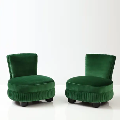 1960's Italian Slipper Chairs In Green Velvet from 1st Dibs