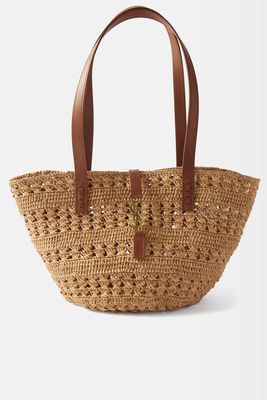 Panier YSL Leather & Raffia-Crochet Basket Bag from Saint Laurent