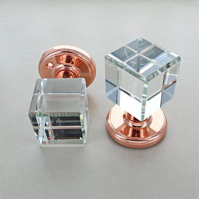 Rose Gold Copper Bubbles Crystal Faceted Clear Glass Knob from G Decor Ltd